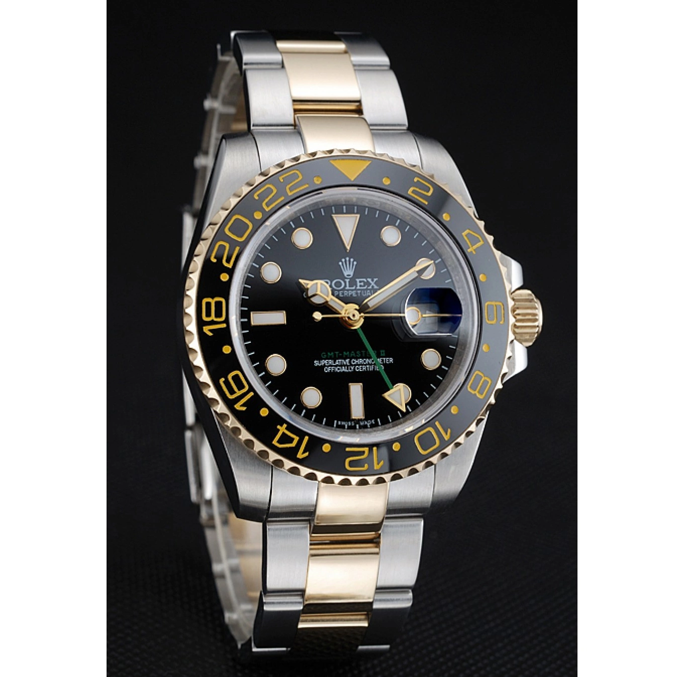 Aaa replica watch Rolex 80295 GMT Bezel Black Black Swiss Dial Master 0801